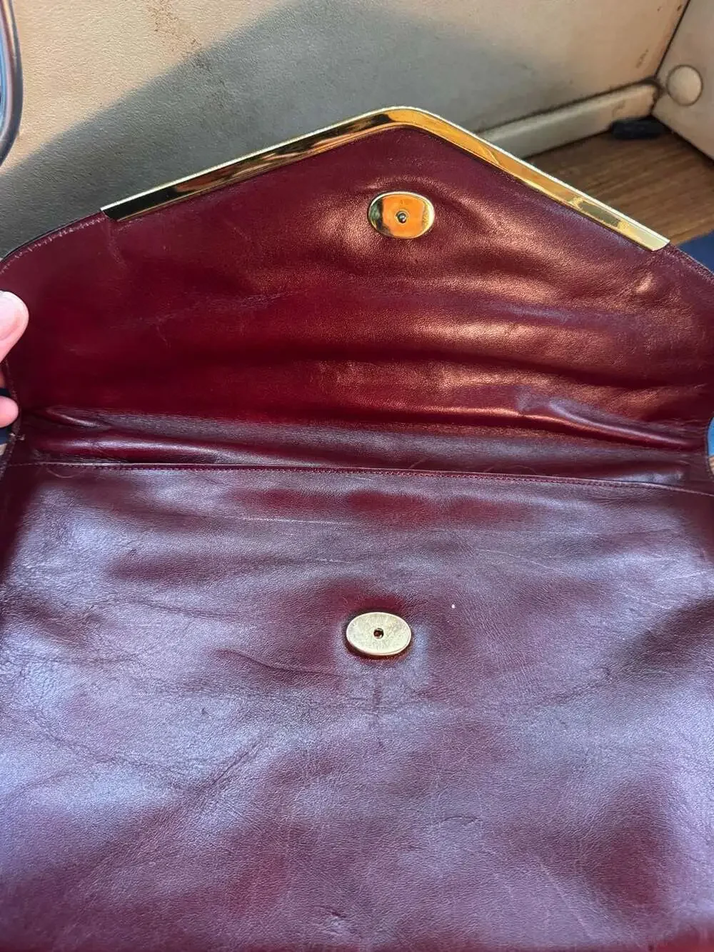 Vintage 70s Etienne Aigner Clutch, Oxblood Leather Envelope RARE
